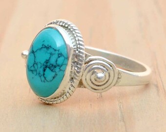 Bague turquoise 925, bague faite main en argent sterling pour femme, bague en argent turquoise, bague délicate de pierres précieuses, cadeau bijoux bohème turquoise pour elle