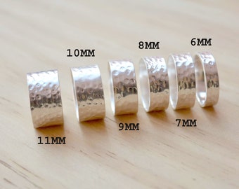 Wide Hammered Sterling Silver Band: Minimalist Stacking Ring
