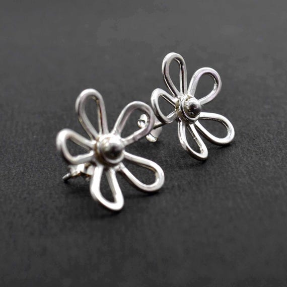 ORECCHINI FIORE IN ARGENTO, 0,9MM, Argento sterling, Nessuna pietra preziosa