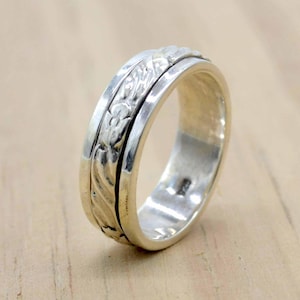 925 Sterling Silver Spinner Ring Women, Anxiety Ring Silver Fidget Ring, Spinner Thumb Ring, Minimalist Spinner Ring, Handmade Gift For Her.