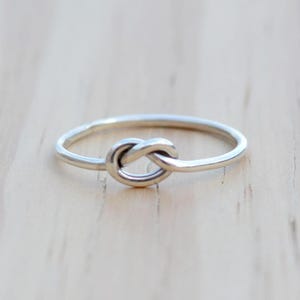 Dainty Love Knot Ring, Delicate Sterling Silver Knot Ring, Friendship Ring, Minimalist Stacking Ring, Silver Cute Ring, Handmade Gift Women