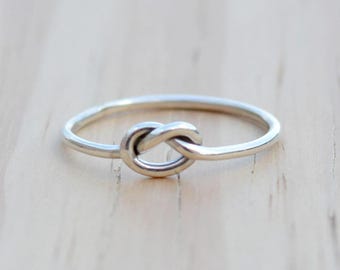 Dainty Sterling Silver Love Knot Ring: Minimalist Friendship Jewelry