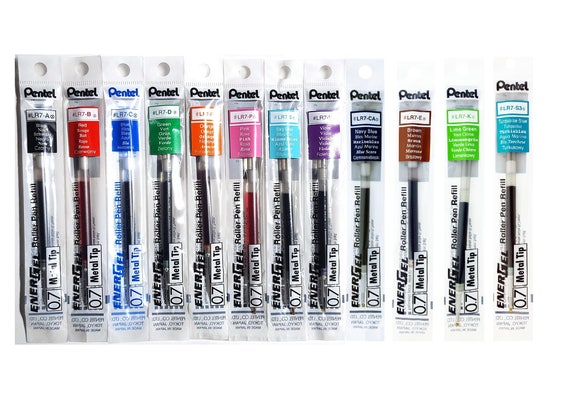 12 x Pentel LR7 Energel Pen Refill 0.7mm Ball Metal Tip Black Ink LR7