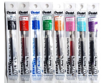 8-Color Set - Pentel EnerGel LR7 Assorted Colors 0.7mm Liquid Gel Pen Refills