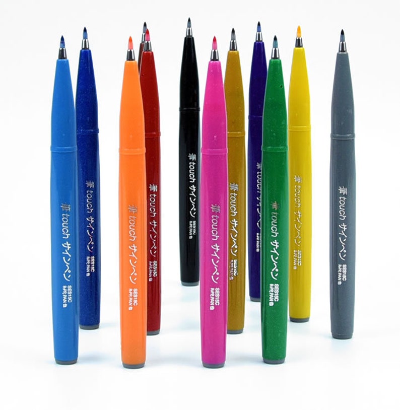 12 Colors FULL SET Pentel SES15C Assorted Colors Calligraphy Etsy