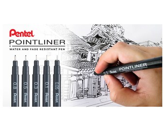 Pointliner Technical Drawing Fineliner Pen Pack of 6 Black Ink 0.3mm S20P