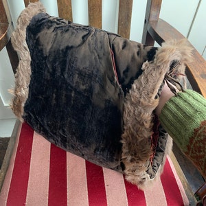 Victorian silk velvet and fur muff