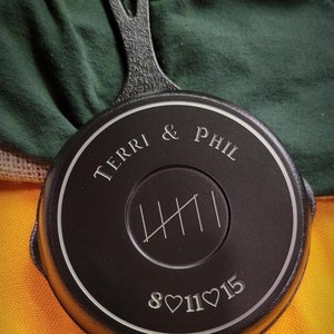 5 Inch Engraved Cast Iron Skillet - Custom Anniversary, Decorative