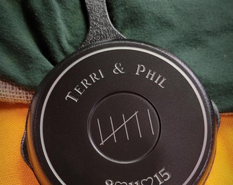 5 Inch Engraved Cast Iron Skillet - Custom Anniversary, Decorative