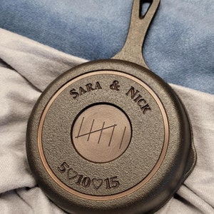 5" Engraved Cast Iron Skillet - Anniversary 6 years