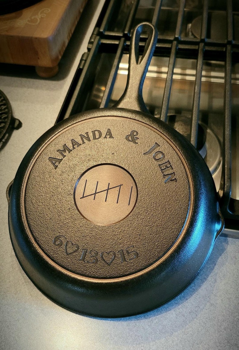 8 Inch Engraved Cast Iron Skillet image 1