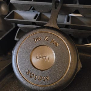 Iron Anniversary Personalized/Custom 5" Engraved Cast Iron Skillet - 6 year Anniversary