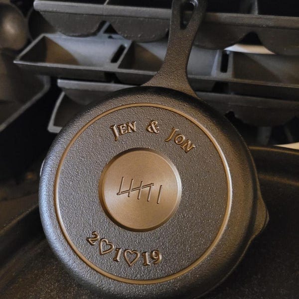 Iron Anniversary Personalized/Custom 5" Engraved Cast Iron Skillet - 6 year Anniversary