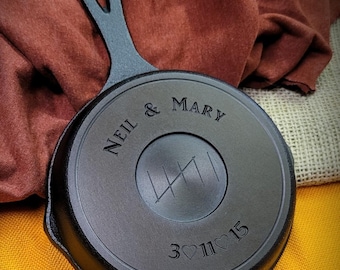 5 Inch Engraved Cast Iron Skillet - Custom Anniversary