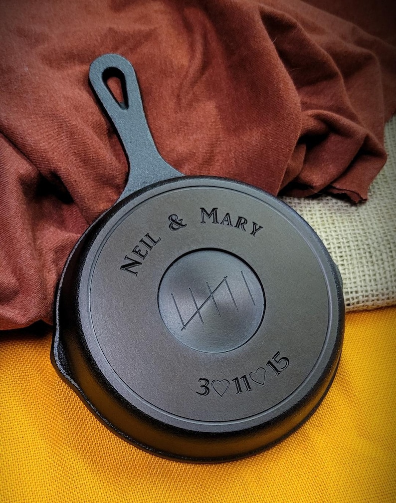 5 Inch Engraved Cast Iron Skillet - Custom Anniversary