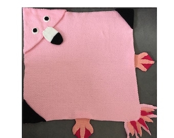Hooded Bird Flamingo Crochet Blanket Pattern (2 Sizes)