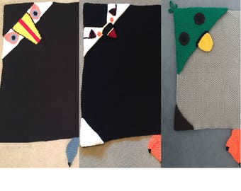 Hooded Blanket Crochet Pattern Bird Bundle: Toucan, Puffin, Mallard Duck (2 Sizes)