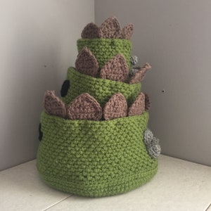 Crochet Stegosaurus Storage Basket Pattern 3 Basket Sizes image 1