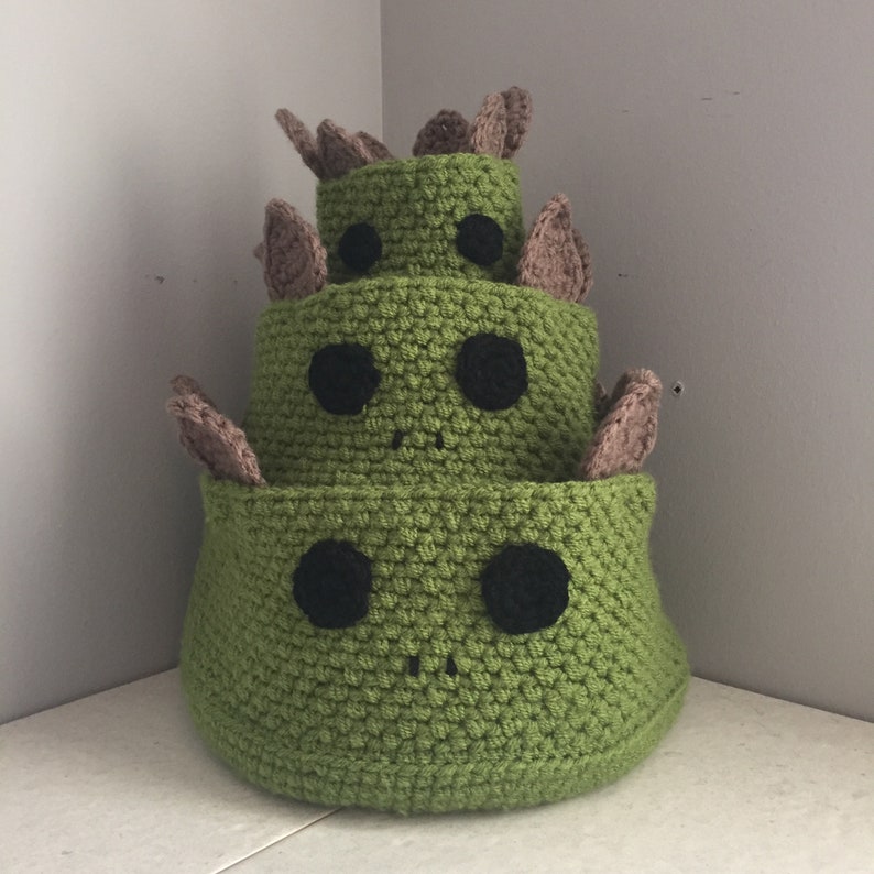 Crochet Stegosaurus Storage Basket Pattern 3 Basket Sizes image 10