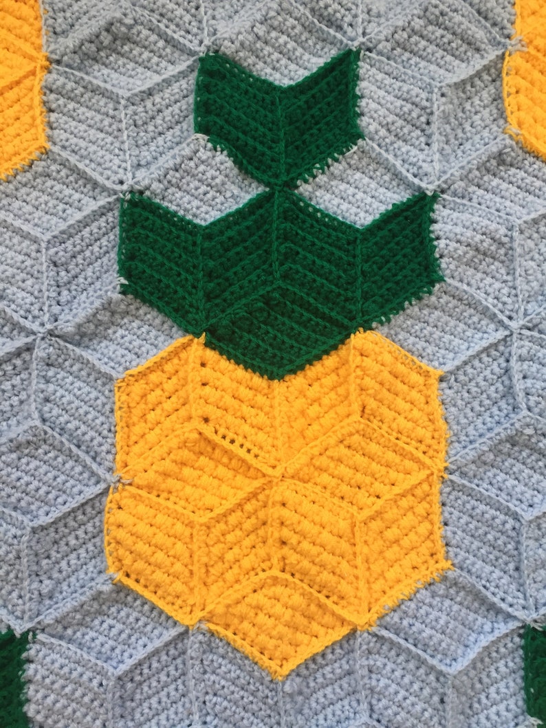 Crochet Tumbling Blocks Pineapple Blanket Pattern Etsy Hong Kong