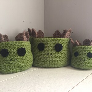 Crochet Stegosaurus Storage Basket Pattern 3 Basket Sizes image 2