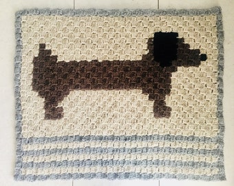 Crochet Corner To Corner (C2C) Dachshund Dog Large Table Mat Pattern