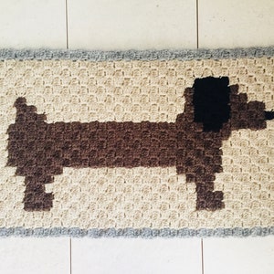 Crochet Corner To Corner (C2C) Dachshund Dog Table Mat Pattern