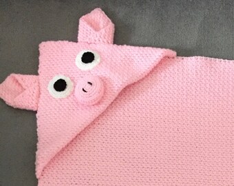 Hooded Pig Crochet Blanket Pattern (2 Sizes)