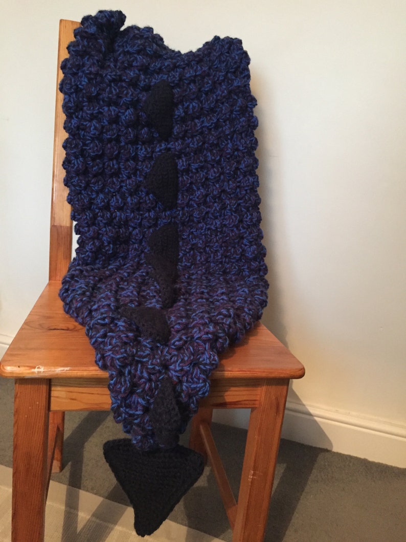 Crochet Dragon Tail Blanket Pattern, customisable sizing from baby to adult based on waist measurement image 1