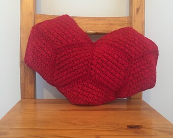 Crochet Tumbling Blocks Heart Shaped Cushion Pattern