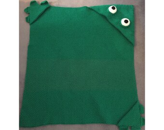 Patrón de manta de crochet de rana con capucha (2 tamaños)