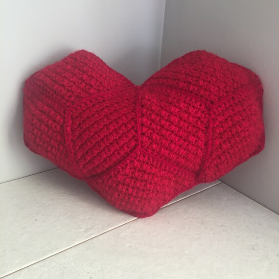 Crochet Tumbling Blocks Heart Shaped Cushion Pattern Etsy