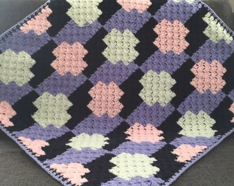 Crochet Corner To Corner (C2C) Block Crazy Blanket Pattern 3 sizes
