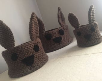 Crochet Rabbit Storage Basket Pattern - 3 Basket Sizes