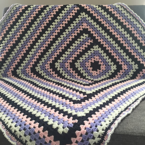 Crochet Granny Square Log Cabin Blanket Pattern Two Sizes Etsy