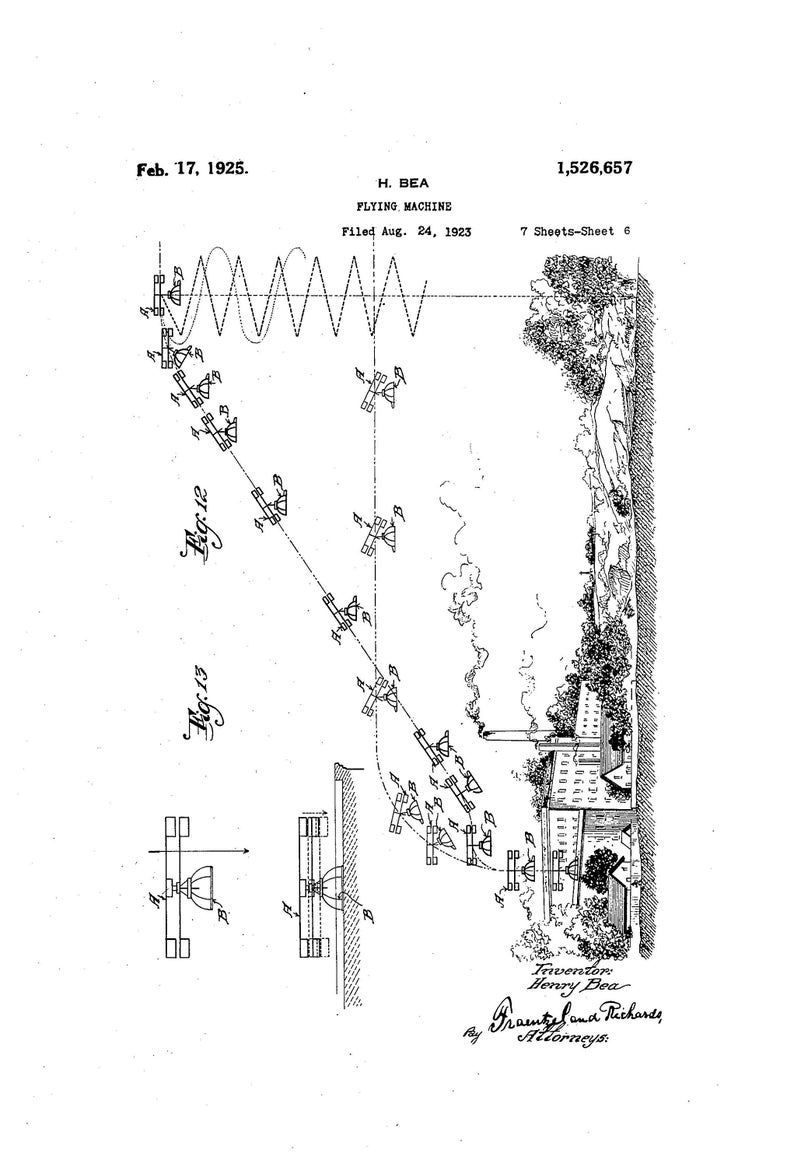 1925 Flying Machine U.S. Patent 1,526,657 sprk.plug image® card image 5