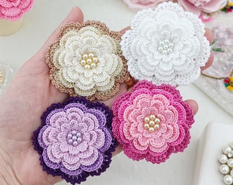 Multilayer Crochet Flower Pattern. Make hair accessories. Wedding decorations.