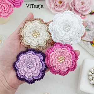 Multilayer Crochet Flower Pattern. Make hair accessories. Wedding decorations.