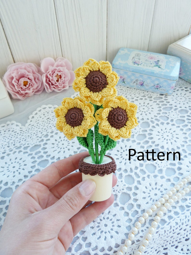 Crochet Sunflowers in a Pot PATTERN. Ukrainian Sunflowers. Etsy