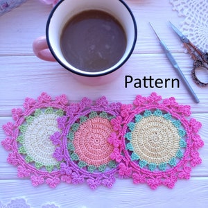 Crochet coaster PATTERN. Crochet kitchen decor. Crochet doily pattern. Christmas crochet. Crochet PDF. Christmas coasters. Christmas gift image 2