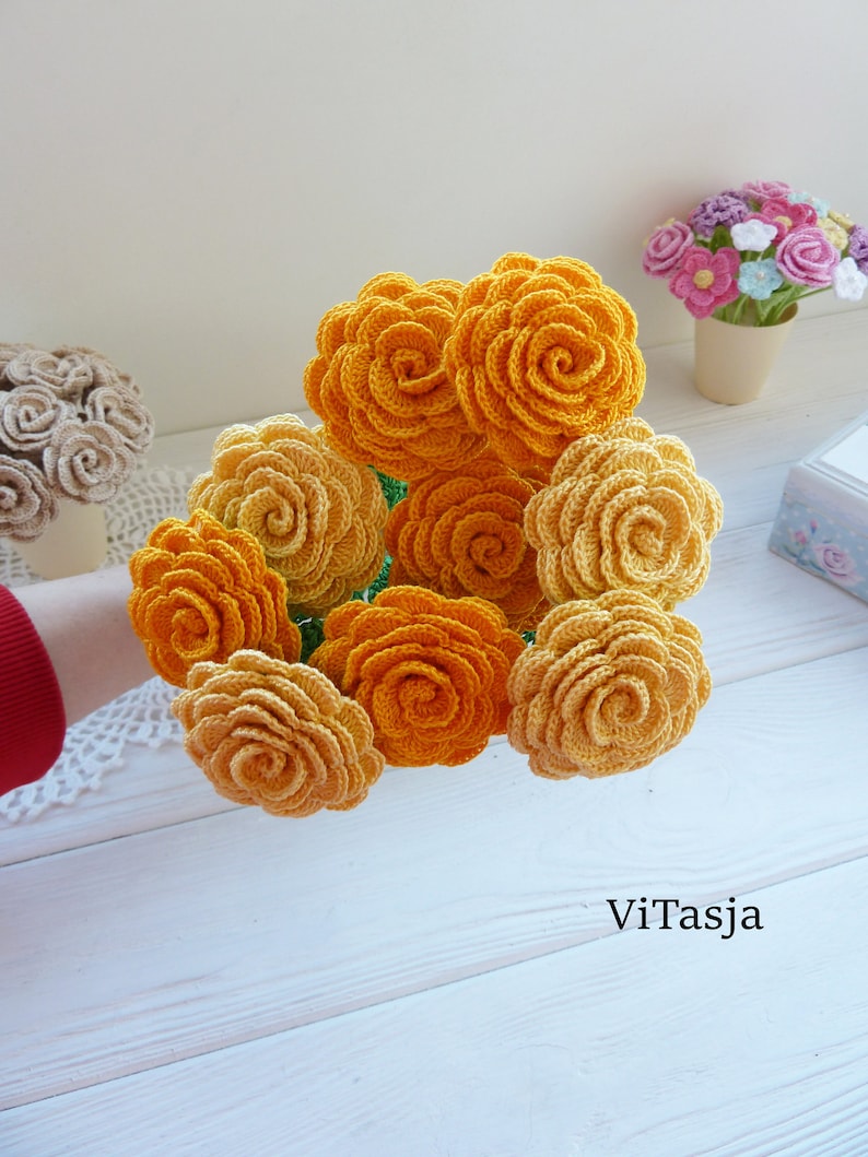 Crochet rose PATTERN. Flowers for home decor. Crochet gift. Crochet for mother's Day. image 5