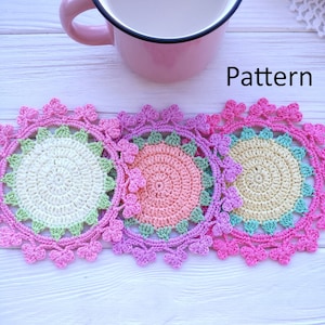 Crochet coaster PATTERN. Crochet kitchen decor. Crochet doily pattern. Christmas crochet. Crochet PDF. Christmas coasters. Christmas gift image 1