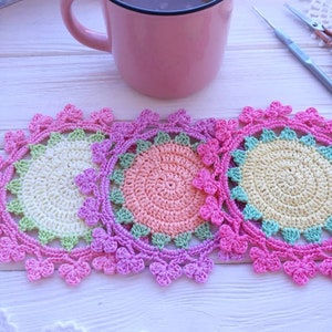 Crochet coaster PATTERN. Crochet kitchen decor. Crochet doily pattern. Christmas crochet. Crochet PDF. Christmas coasters. Christmas gift image 4