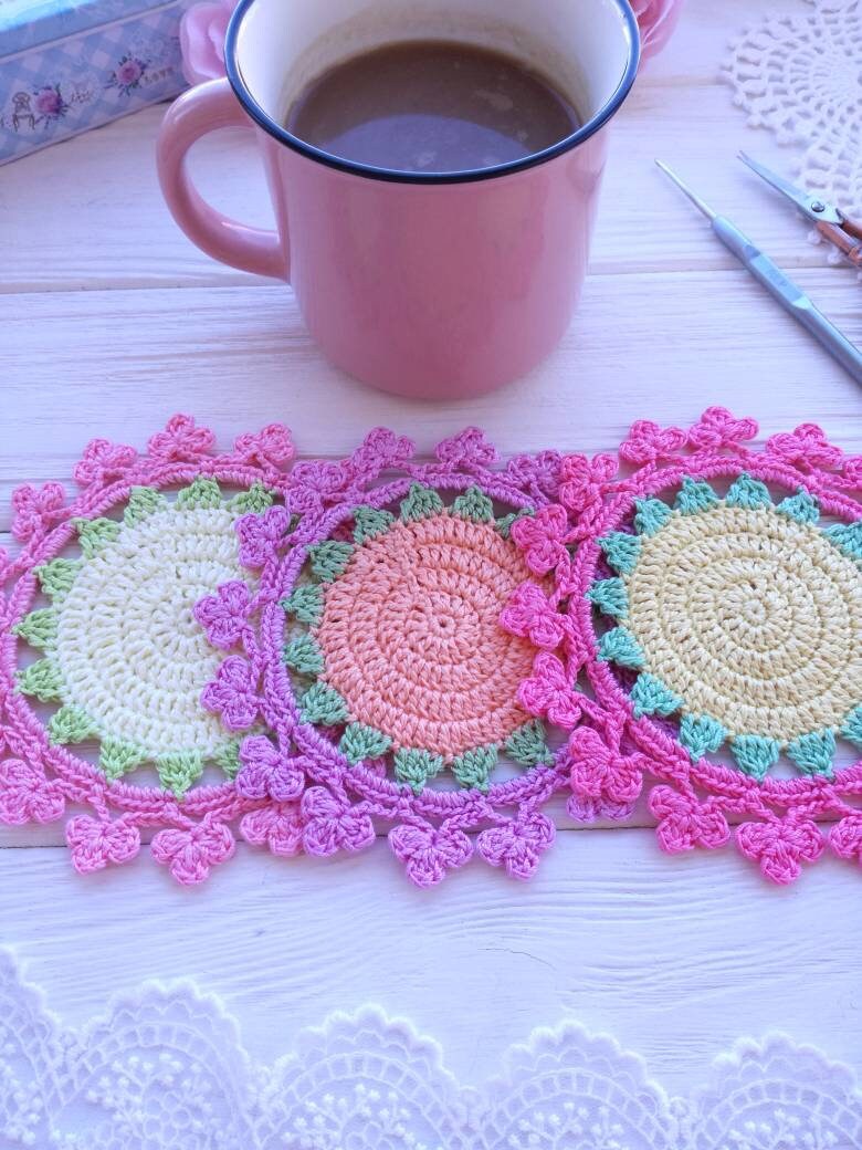 Crochet Coaster PATTERN. Crochet Kitchen Decor. Crochet Doily Etsy