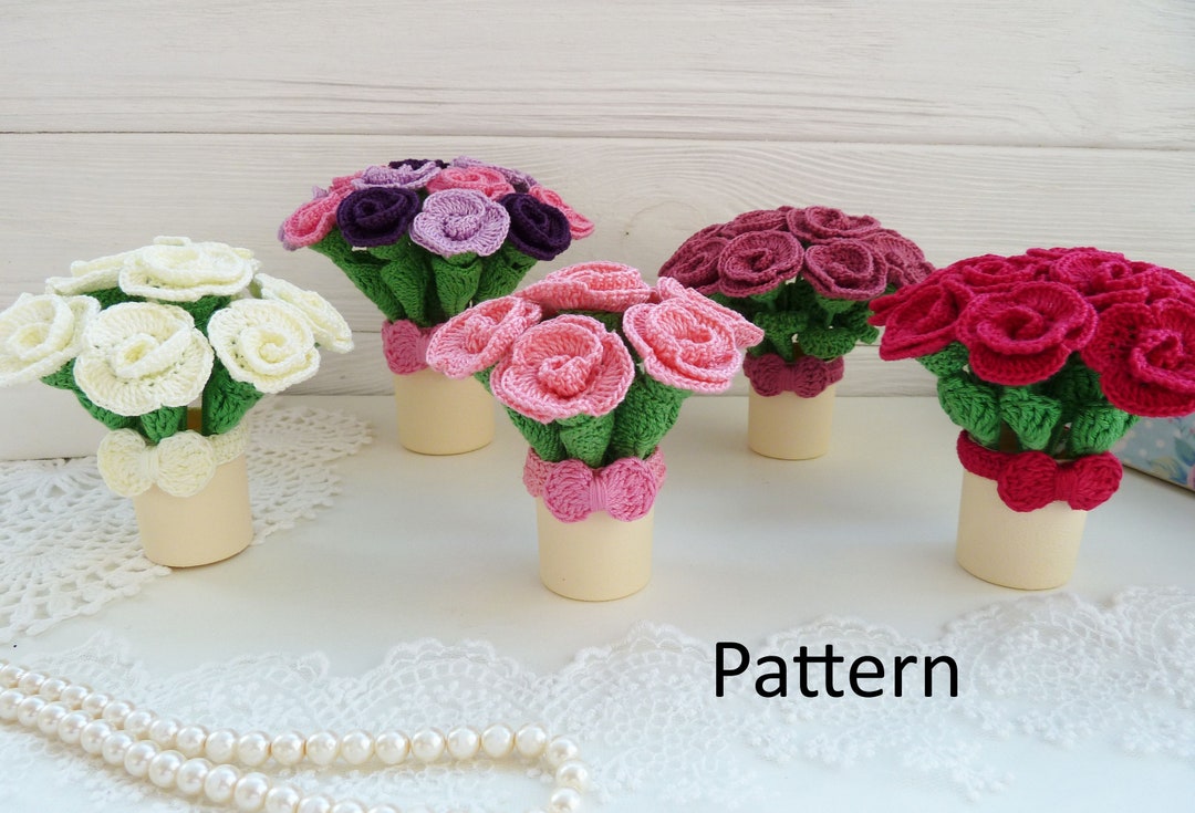 Crochet Bouquet PATTERN. Crochet Flowers Pattern. Wedding Crochet Pattern. Gift Crochet Pattern