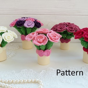 Häkelstrauß MUSTER. Häkelblumen Muster. Hochzeit Häkelanleitung. Geschenk-Häkelanleitung. Muttertag gehäkelt. Häkel Dekor Muster