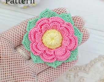 Crochet flower PATTERN. Brooch pattern. Easy crochet PDF. Crochet jewelry pattern.Headband pattern.Crochet applique.Wedding crochet pattern.