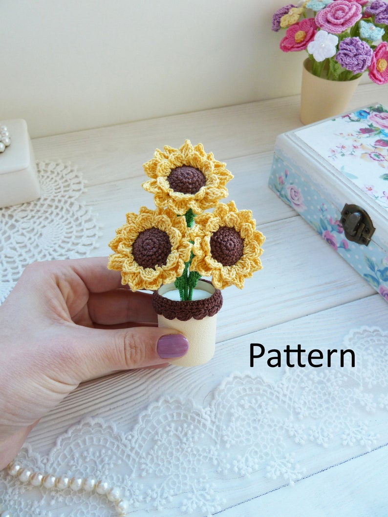 Crochet flowers PATTERN.Sunflower pattern. Bouquet Etsy