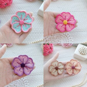 Set of PATTERNS for flowers 7 pcs. Flowers for jewelry. Crochet brooch flowers. Crochet wedding flowers. Headband crochet flowers. image 10