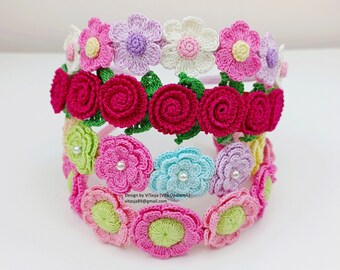 Crochet Headband Pattern, 4 Types. Crochet Flower Tutorial 